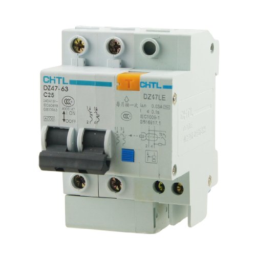 Disjoncteur de fuite bipolaire DZ47-63 25A haute sensibilité AC 240/415V ELCB