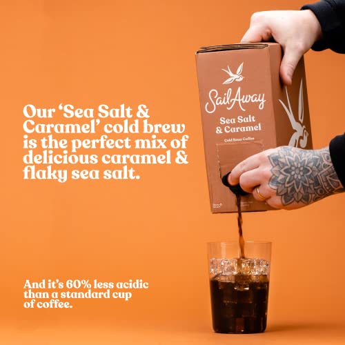 Sail Away Coffee Cold Brew Coffee Box Taps- Less Acidic Coffee Beverages | 120Mg Caffeine, Gluten Free, Organic, Keto, Sea Salt & Caramel, 96 Fl. Oz. #TOP3