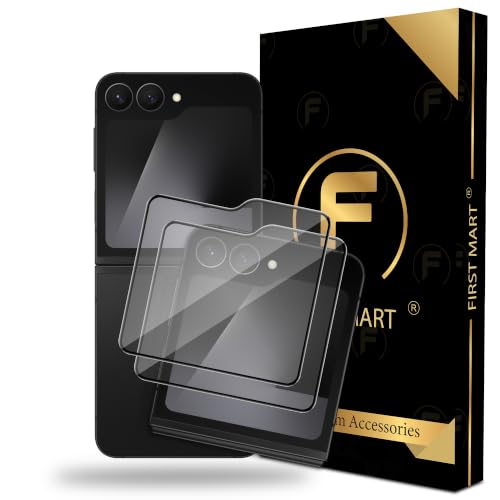 Image of FIRST MART Tempered Glass Screen Protector for Samsung Galaxy Z Flip 7 FE - Full-Glue Screen Guard, 3D Edge to Edge, HD Clear, Bubble-Free, Case-Friendly, Black, Pack of 2
