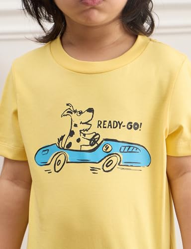 Image of Amazon Brand - Symbol Boys 100% Cotton Graphic Printed Half Sleeves T-Shirt | Age 2-6 Years