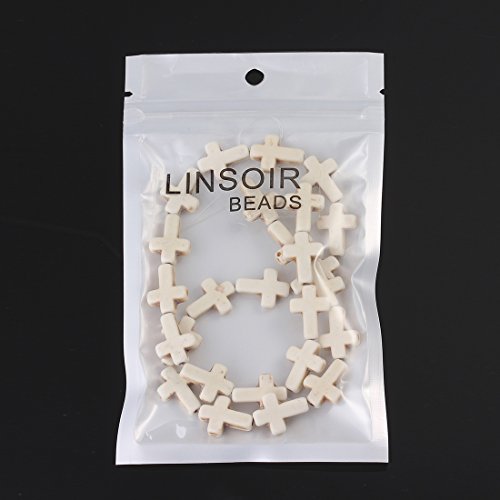 Linsoir Beads White Turquoise Cross Beads Loose Gemstone Religious Spacer Approx.24Pcs/Strand 1.2Cmx1.6Cm #TOP6