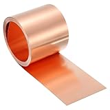 QUARKZMAN Reine Kupferblechrolle 0.3mm 22Ga Dicke T2 Kupferblech 2440mm x 51mm/8Ft x 2in Kupferstreifen Weiches Kupfer Metallfolienblech Für Handwerk Elektro Hausreparatur