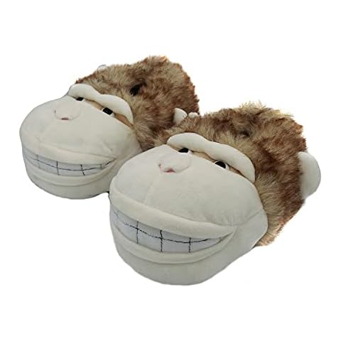 Ladies Novelty Slippers Happy Monkey Animal Slippers for Women and Men (UK Women Size 4-6, Monkey) Cover