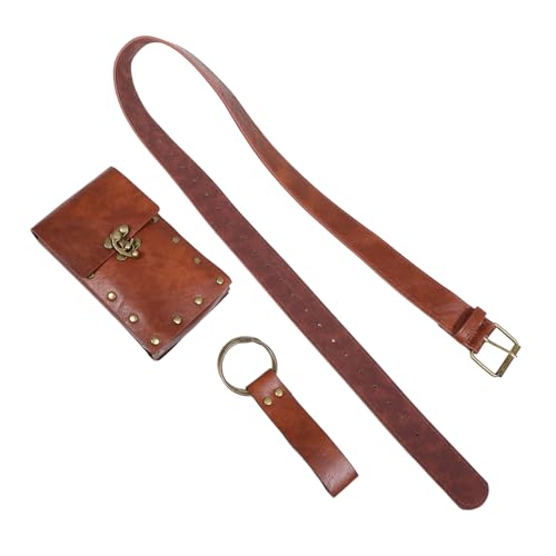 1set Medieval Renaissance Embossed Holder Belt Frog for Cosplay and Stage Performance Pu Material and Pouch Support