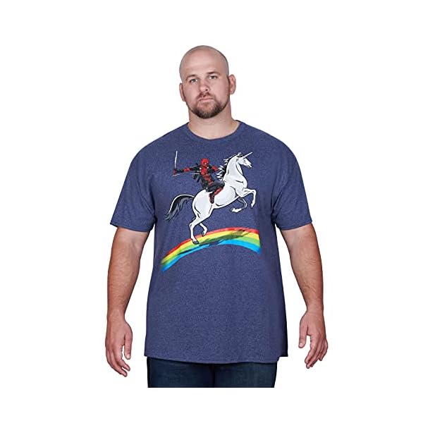 Marvel Deadpool Riding A Unicorn On A Rainbow T-Shirt - Image 3