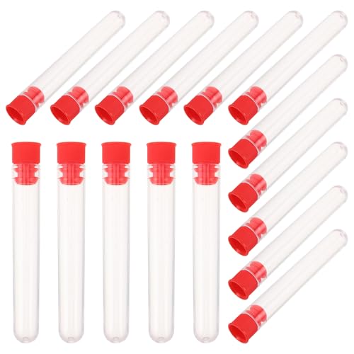 UTHCLO Contenedor Plástico Transparente para Agujas de Coser a Mano, Tubo Portaagujas 12x75 Mm Tapa Roja, Organizador Compacto para 30 Unidades, Almacenamiento para Costura y