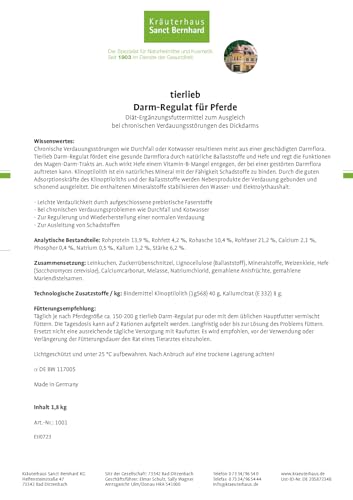 tierlieb Sanct Bernhard Darm-Regulat für Pferde, Inhalt 1,8 kg Pellets