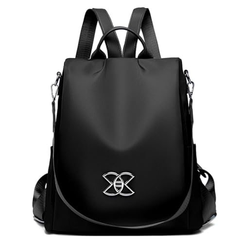 Anti-Theft Large Capacity Backpack - Nylon Laptop Bag with Hidden Zipper, Water-Resistant for Commute, Travel & College (Black,12.6