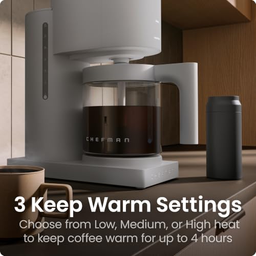 Chefman Caffeinator Programmable Drip Coffee Maker, 14-Cup Glass Carafe with 1-4 Cup Brewing, Classic & Bold Settings, 24-Hour Timer, Customizable Warming Plate, Reusable GoldTone Filter - Concrete - image 6