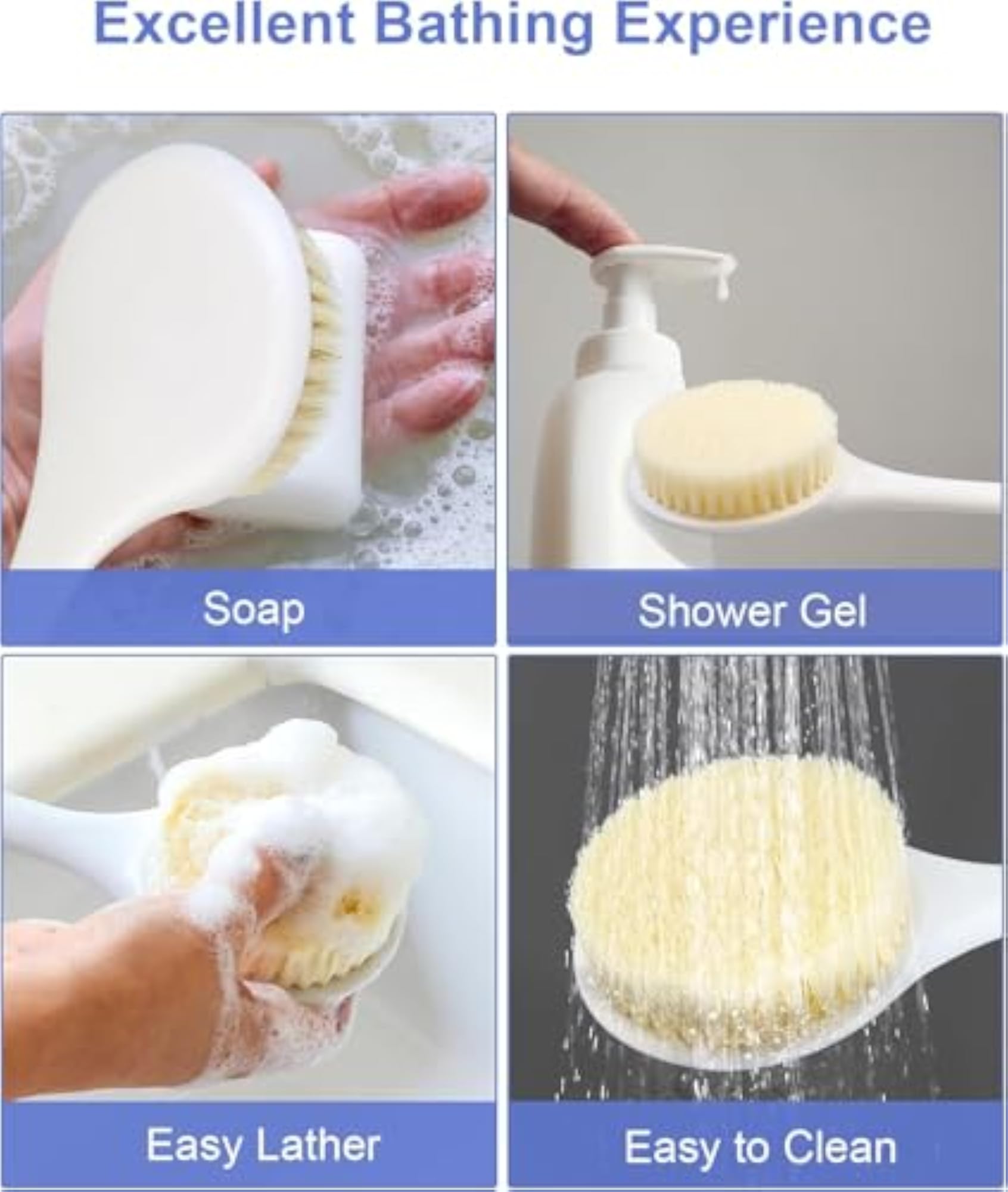 Dual-Sided Back Shower Brush with Long Handle