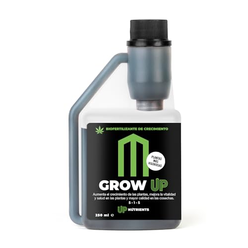 UP NUTRIENTS Bio Fertilizante GROW UP Crecimiento de Plantas y Cultivos 250 ml - Abono Estimulador 100% Orgánico - Más Vitalidad y Salud en Cultivos - Más Calidad Cosechas - Plantas Más Vigorosas