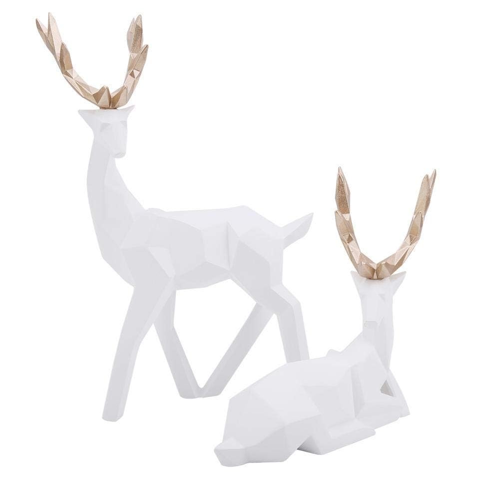 YUZDNM Home Decoration, 2pcs Modern Deer Statue, Resin Sculpture for Home, Office, Cafes, Housewarming Gifts