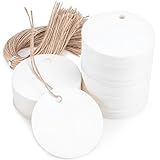 SallyFashion 120PCS White Round Gift Tags, 2 inch Kraft Paper Gift Tags with String for Gifts Wrapping Craft Project Wedding Favors