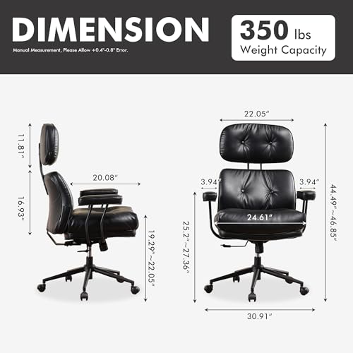 Image of High Back Executive Office Chair with Comfortable Deep Seat,Black PU Leather Modern Office Chair,Ergonomic Big and Tall Computer Desk Chair with Lumbar Support(Black)