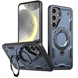 PanXCase Cover per Samsung Galaxy S25 FE - Custodia Militare Supporto Anello Metallo Ruotabile 360° Magnetica Military Armor Antiurto Protezione Case (Blue)