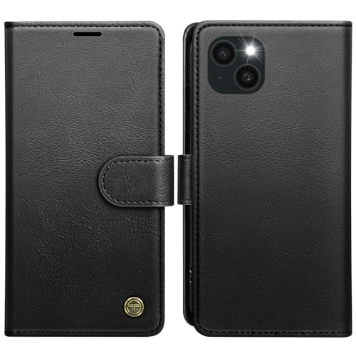 AIMOYU for iPhone 14 Case, Flip Wallet Leather Phone Case with [4 Card Slots] [Kickstand] [RFID Blocking] Magnetic Protective Shockproof Cover for iPhone 14 Phone Case - Black