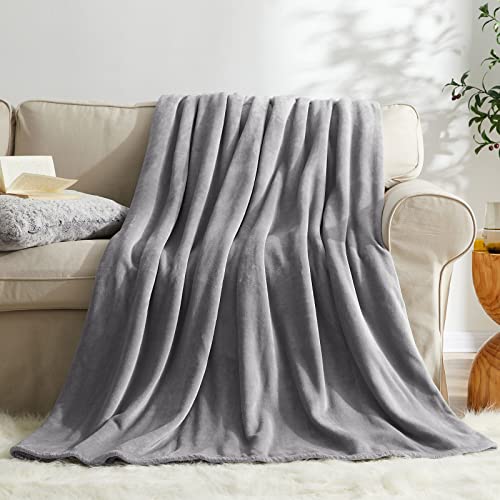 KMUSET Fleece Blanket Grey Queen Size Lightweight Cozy Plush Microfiber Solid Blanket Factory Shop