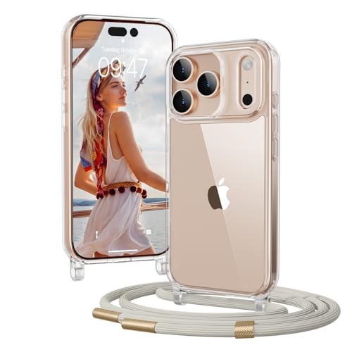 OLEPHY Handykette für iPhone Hülle mit Band, Necklace Handyhülle, Transparente Schutzhülle zum Umhängen [Verstellbarem und Demontage Umhängeband],