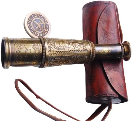 Telescopio Náutico de Latón Hecho a Mano con Estuche de Cuero miniatura 2