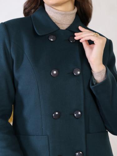 Image of CHKOKKO Women Classic Long Winter Coat Double Breasted | Knee Length Design with a Sophisticated Spread Collar and Convenient Front Pockets for All Occasions