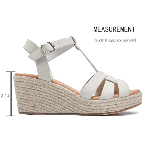 Image of Luoika Women's Wide Width Wedge Sandals, Platform Ankle Strap Open Toe Espadrille Wedge Pump Heel Women's Sandals Concise Casual Summer Shoes.