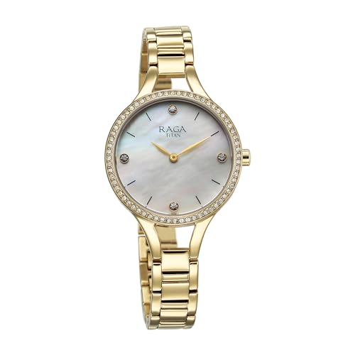 Titan-Raga-Showstopper-Quartz-Analog-Mother-of-Pearl-Dial-Metal-Strap-Watch-for-Women-95275YM01