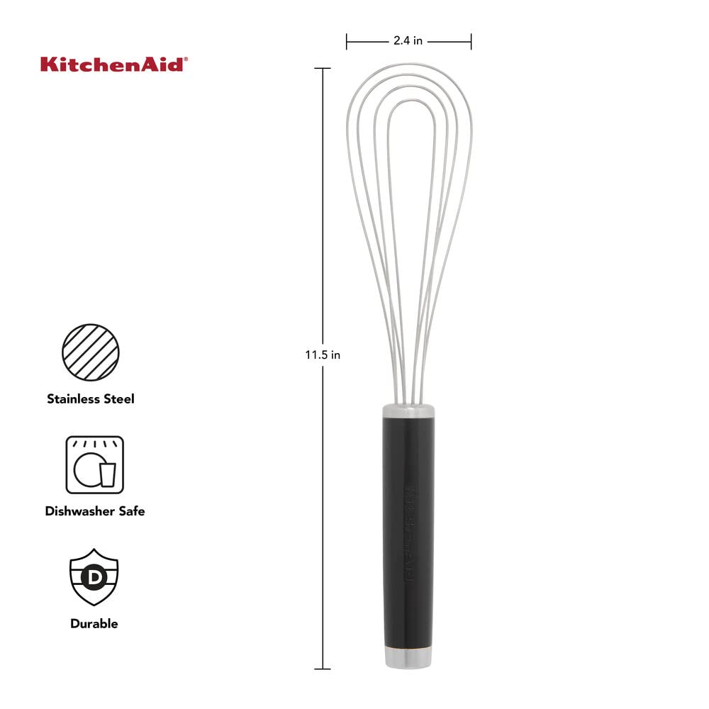 KitchenAid Flacher Schneebesen Aus Edelstahl – 29 Cm, Spülmaschinenfest, Mit Ergonomischem Griff
