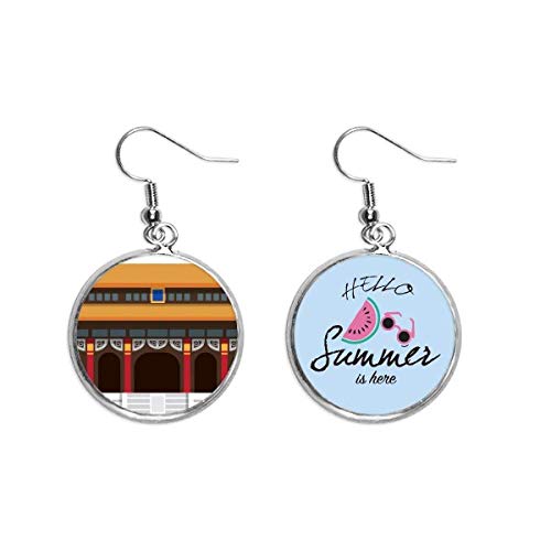 Pendientes de sandía estilo Tian 'anmen de China para lóbulos perforados