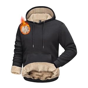 EKLENTSON Mens Hoodies Sherpa Fleece Lined Pullover Hoodie Winter Warm Hooded Work Sweatshirt Hoody with Kangaroo Pocket