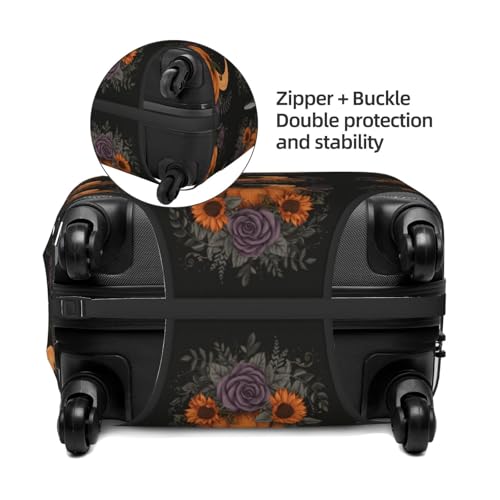 Halloween Orange Pumpkin Flowers Elastic Travel Luggage Covers Dustproof Scratch-Resistant Suitcase Protector Fit 22-24 Inch2
