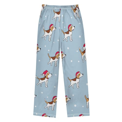 ZZXXB Christmas Beagles Boys Long Pants Soft Trousers Elastic Waist Kids Lounge Bottoms with Pockets S-XL2