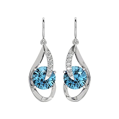 Image of Clara 925 Sterling Silver Sky Blue Eye Pendant Earring Chain Bracelet Ring Jewellery Set| Rhodium Plated, Swiss Zirconia | Gift for Women & Girls