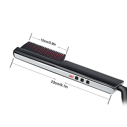 Peine alisador de cabello y barba anti quemaduras con pantalla LCD para hombres y mujeres, cerámica, rotación 360 grados miniatura 2