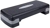 Step de Exercício Aeróbico, Plataforma Fitness para Ginástica, Preto e Cinza, Plástico Antiderrapante, Ajustável em 2 Níveis