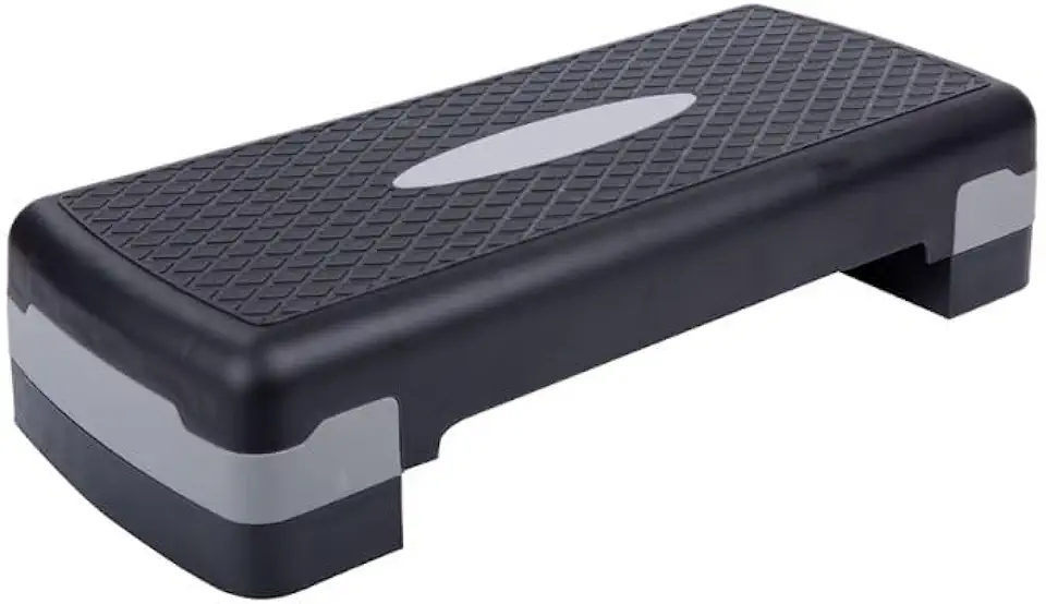 Step de Exercício Aeróbico, Plataforma Fitness para Ginástica, Preto e Cinza, Plástico Antiderrapante, Ajustável em 2 Níveis