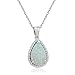 Pear Shape Lab Created Opal and White Sapphire Pendant-Necklace in Sterling Silver