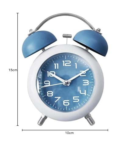 Image of Classic Retro Twin Bell Alarm Clock | Silent Non-Ticking Analog Table Clock with Loud Twin Bell Ringer, Night Light & Luminous Dial for Kids, Students, Bedroom, Study Table & Office Use