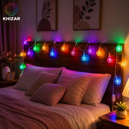 Image of KHIZAR 14 LED Bubble Crystal Ball String Light, Plug-in Multicolor Decorative Lights for Bedroom, Living Room & Party Decor