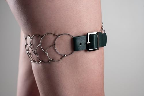 Generic Thigh Cilice, Two Rows, Surgical Steel and Real Leather, Completely Customizable, depending on The Desired Size and Your Choose of Colour (Black, Red, Pink or Green)