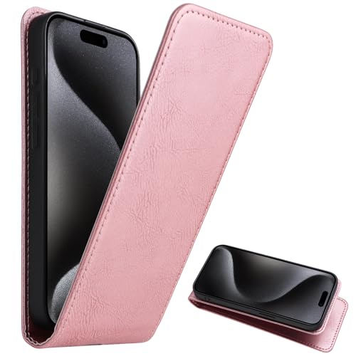 BaiFu Funda Tipo Billetera de Cuero para Motorola Moto G85 5G, Funda para Motorola Moto G85 5G con Soporte Horizontal y Tarjetero-Rosa