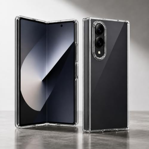 Image of amazon basics Transparent Clear Case for Samsung Galaxy Z Fold 8, Slim Shockproof Hard PC Back Protection Cover (Clear)