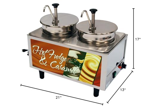 51074H Hot Fudge-Caramel Warmer, 2 Pumps and 2 Boxes, 17" H, 13" W, 21" L, Stainless Steel image 5