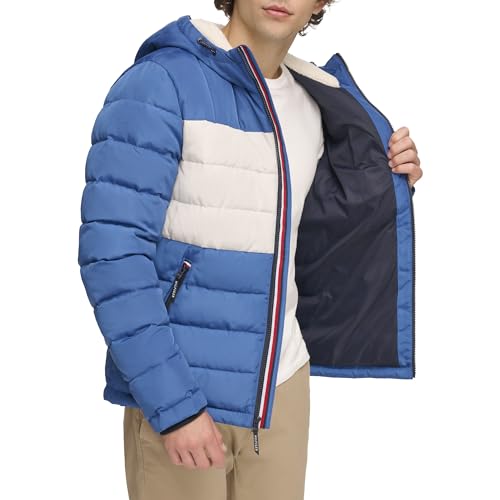 Image of Tommy Hilfiger Men's Midweight Sherpa Lined Hooded Water Resistant Puffer Jacket