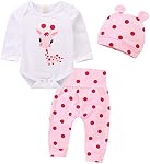 Mignon bébé nouveau-né vêtements girafe Romper + Pink Pant + Hat Outfit Set