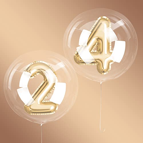 Bobo Balloons 25 Packs, 24 Inch Helium Style Transparent Bubble Clear Balloons For Led Light Up Balloons, Gifts For Christmas,Wedding,Birthday Party Decorations (Led String Not Included) #TOP3