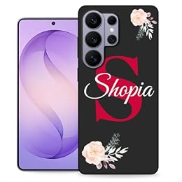 Personalized Monogram Case for Samsung Galaxy S26 Ultra,Customizable Initial Name Monogrammed Iridescent Phone Cover,Customized Girly Flexible Silicone Slim Case Floral Flower Pattern Gift Women Men