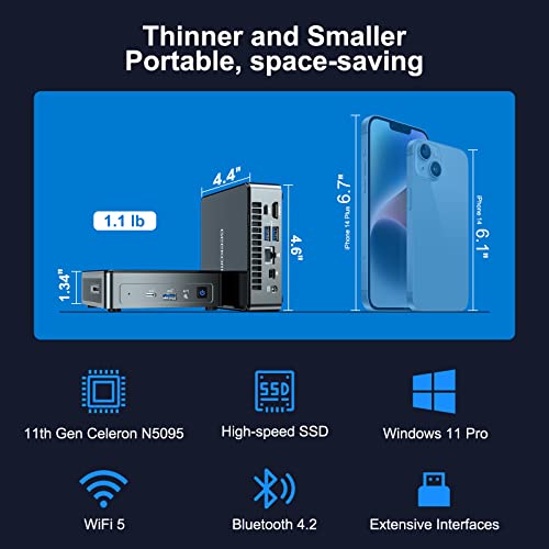 Geekom Mini Pc, Miniair11 Mini Computer With 11Th Gen N5095(Up To 2.9 Ghz), 8Gb Dual Ddr4 256G Ssd Windows 11 Pro Desktop Computer, Support 4K Uhd, Dual Wifi, Bt, Hdmi, Vesa For Office/Study/Home #TOP5