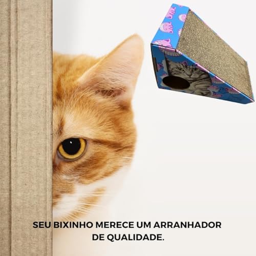 Arranhador para Gatos de Papelão Rampa Antiestress Brinquedo Casinha Catnip Não Estraga Sofá