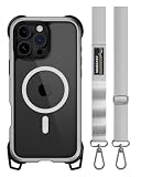【MagEasy】 iPhone 16 Pro Max 対応 ケース ショルダー ストラップ 付き クリア MagSafe 対応 耐衝撃 MIL規格 マグセーフ スマホケース [ iPhone16ProMax アイフォン 16 プロマックス 対応 ] Odyssey +Strap M メタルシルバー