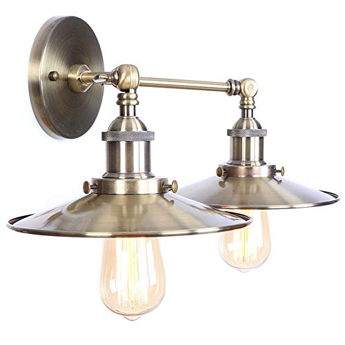 MIMMIC Pared Light Industrial Vintage Ajustable Brazo Swing Lámpara de pared Luz E27 for cocina Comedor Loft Barra de café - Iluminación interior Pared colgando 2 luces Lujo (Color : Sand nickel)